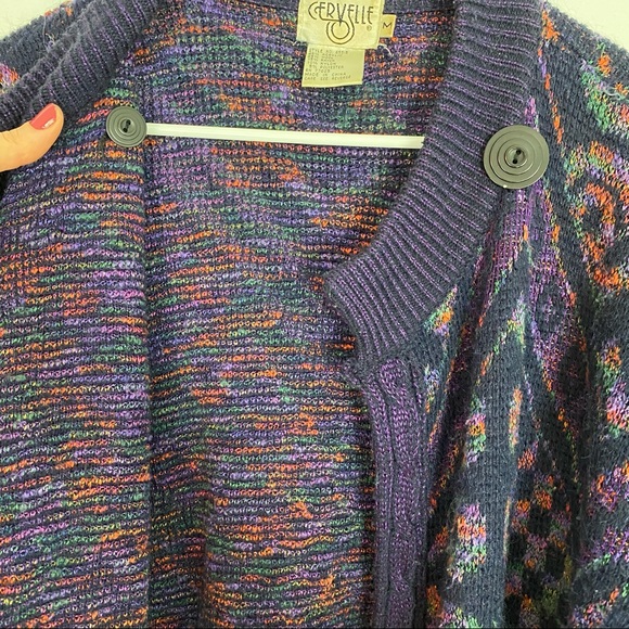 Asymmetrical Close, Wool-Blend, Vintage, Duster, Cardigan Sweater with Pockets - Picture 4 of 15